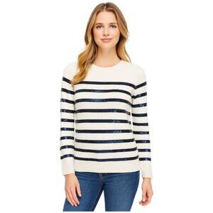 Ann Taylor Large Petite Sequined Striped Sweater